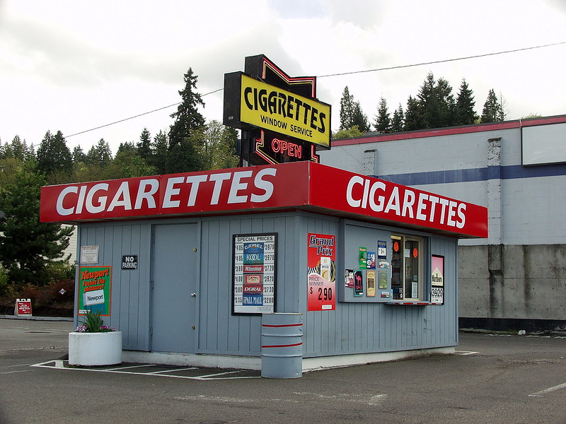 Image of a drive through cigarette shop